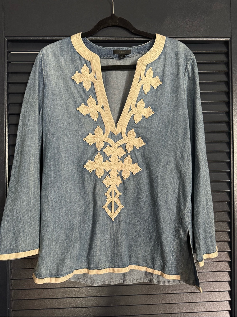 J.Crew Chambray Soutache Embroidered Tunic Size 4